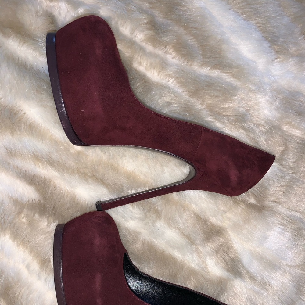 YSL Tribtoo High Heel Pumps Sz 39.5 Bordeaux Suede - Picture 8 of 15